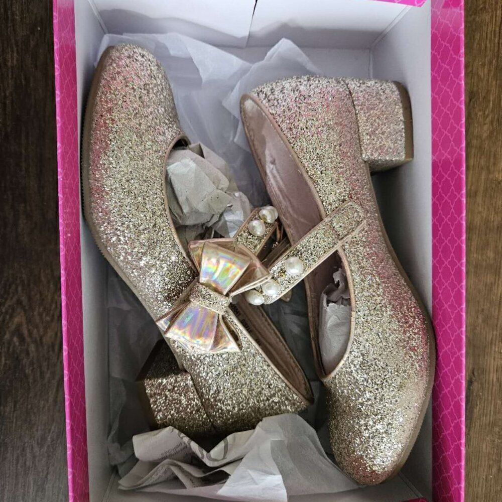kelly katie girl dress heels size 1 Gold/PU - Picture 5 of 7